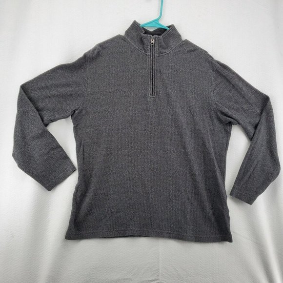 CHAPS Sweater Men's 1/4 Zip Long Sleeve High Neck Pullover Gray Medium - Picture 3 of 12